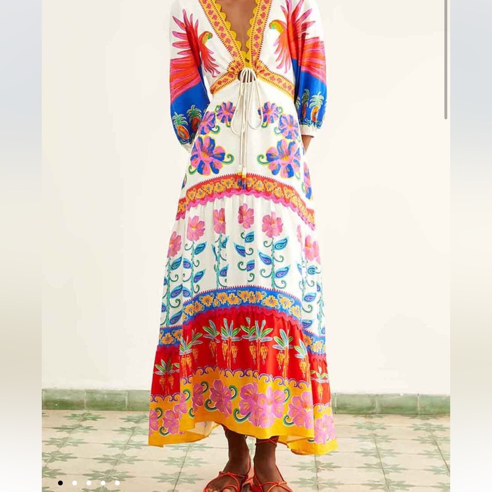 NWT Farm Rio Off-White Vivid Garden Maxi Dress New With Tags Size Small